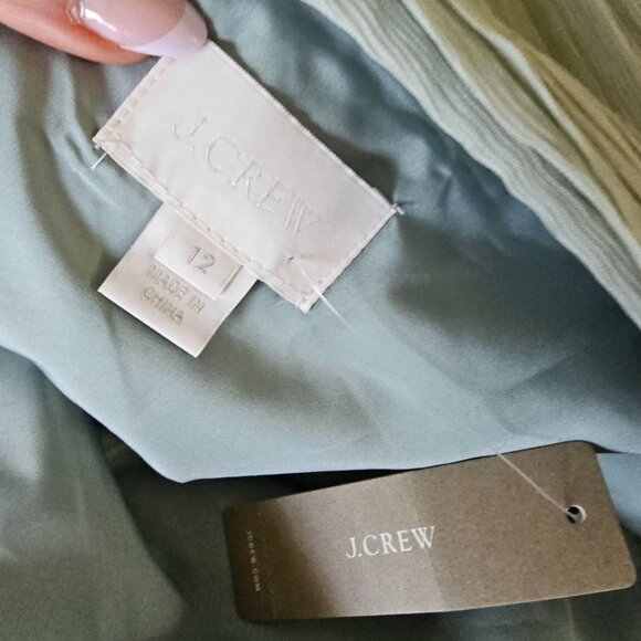 NWT J. Crew Mulberry Silk Women's Celery Green Off Shoulder Dress Wedding Party - Picture 6 of 8